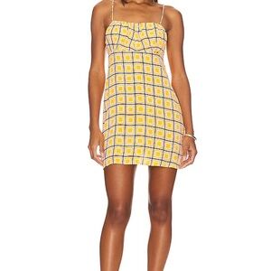 Faithfull the Brand Yellow and White Mini Dress